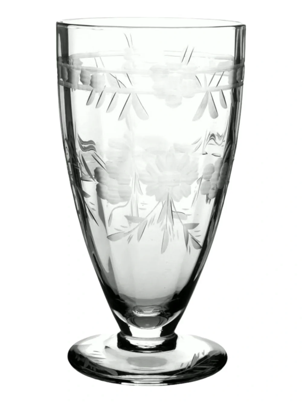 6 Rock Sharpe 2011-27 Cut Crystal Iced Tea‎ Glasses Floral Vintage Tall Tumblers